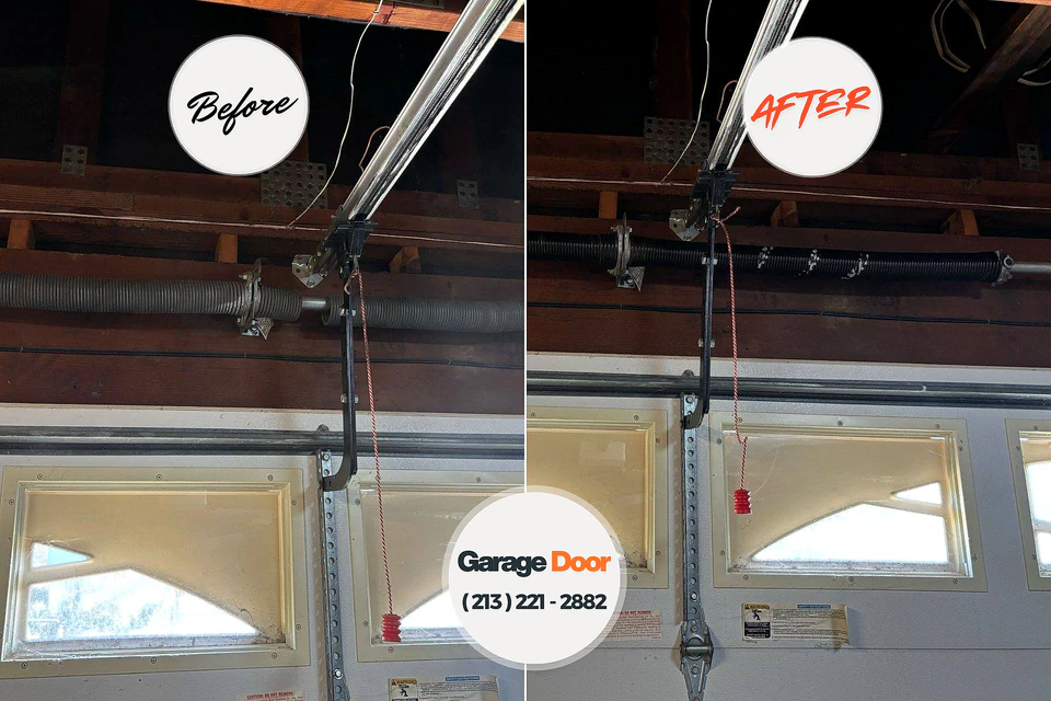 Before and after: garage door repair Cedar Lake, IN